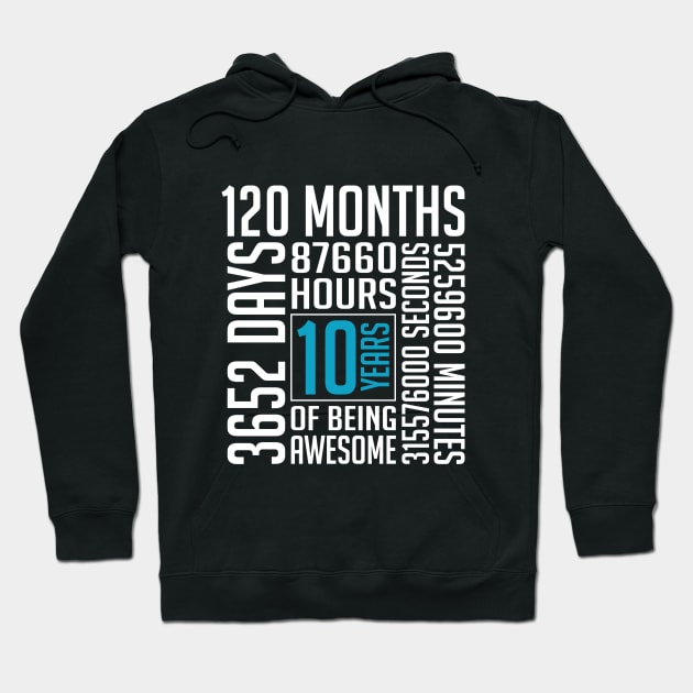 10th Birthday Vintage Retro T Shirt 120 Months Hoodie by shopflydesign